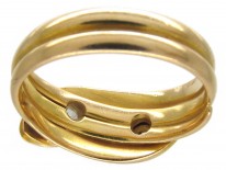Victorian 18ct Gold & Diamond Double Snake Ring