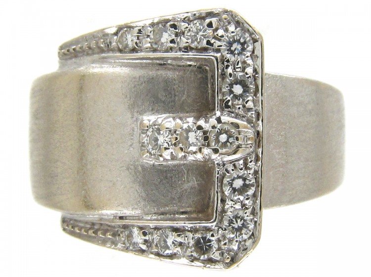 18ct White Gold Buckle Ring