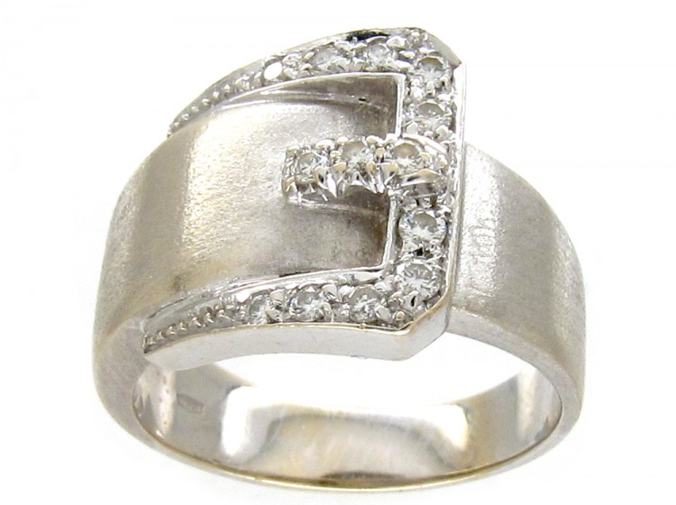 18ct White Gold Buckle Ring