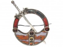 19th Century Scottish Silver & Agate Clan Brooch