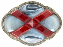 19th Century Scottish Silver, Jasper & Grey Agate Brooch