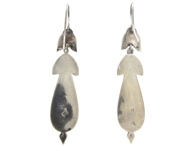 Victorian Scottish Silver & Grey Agate Earrings
