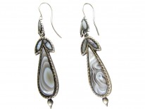 Victorian Scottish Silver & Grey Agate Earrings
