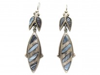 Victorian Scottish Silver & Grey Agate Drop Earrings