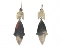 Victorian Scottish Silver & Grey Agate Drop Earrings