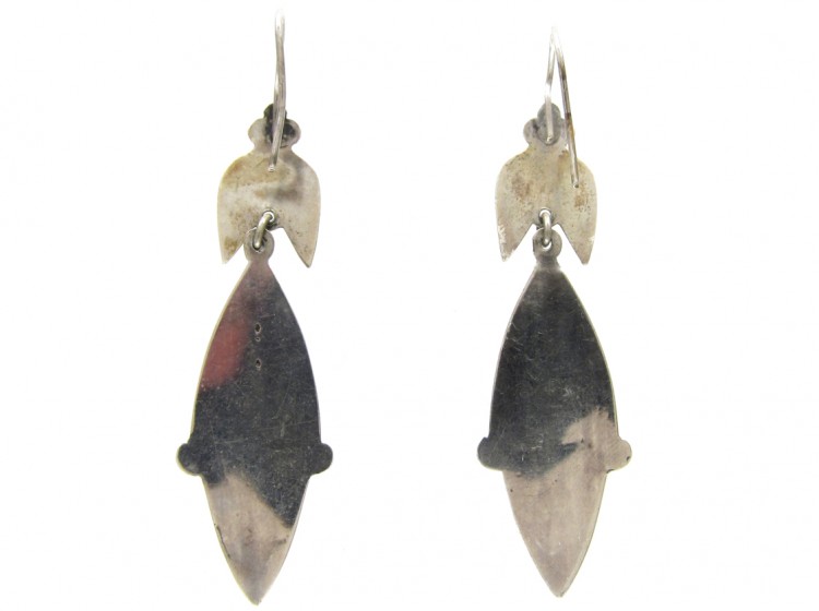 Victorian Scottish Silver & Grey Agate Drop Earrings