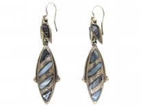 Victorian Scottish Silver & Grey Agate Drop Earrings