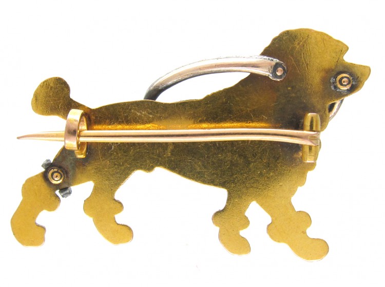 French 18ct Gold & Diamond Dog Brooch