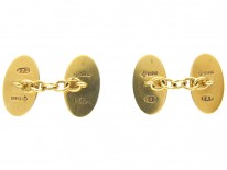 18ct Gold Blue & Red Enamel Oval Cufflinks