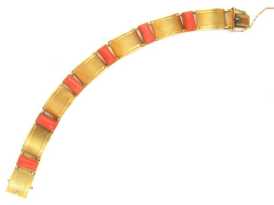 Art Deco 18ct Gold & Coral Bracelet