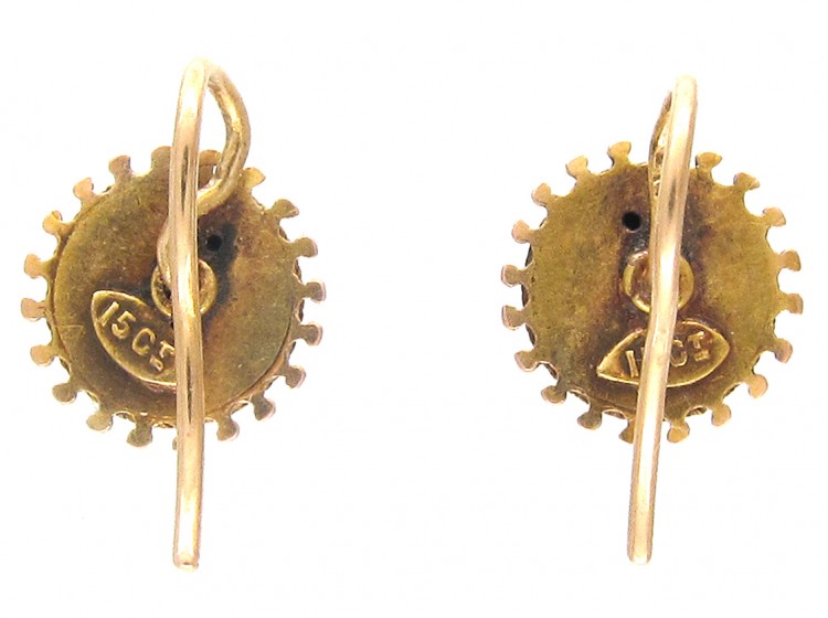 Victorian 15ct Gold & Diamond Stud Earrings Earrings