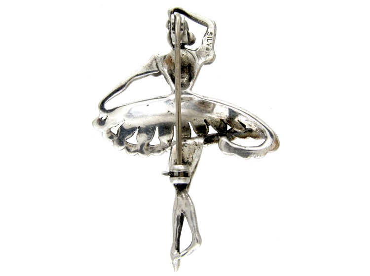 Silver & Marcasite Ballerina Brooch