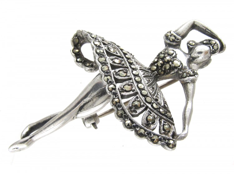 Silver & Marcasite Ballerina Brooch