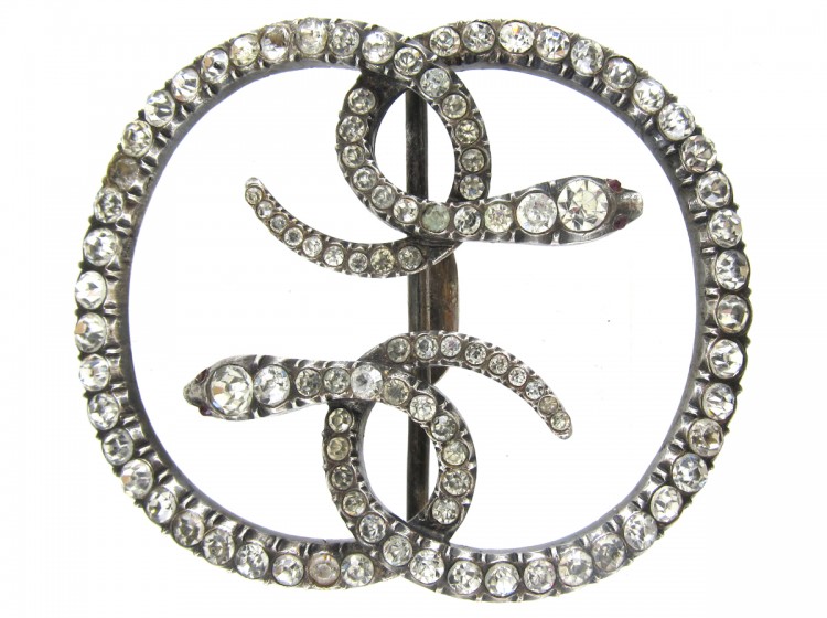 Victorian Paste Set Entwined Snakes Buckle