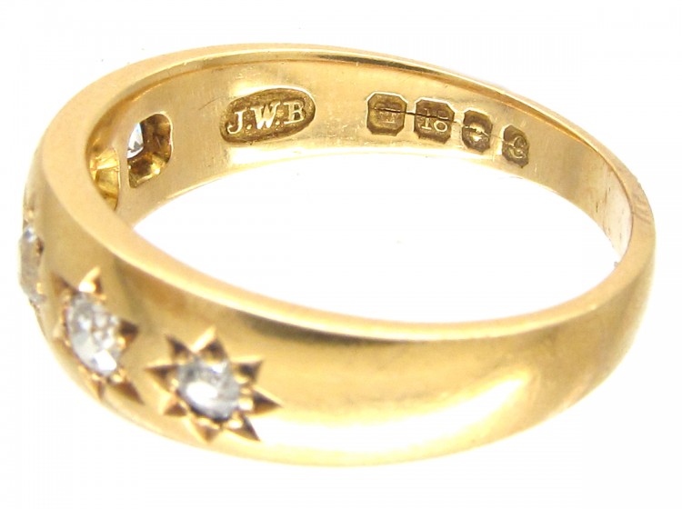 Victorian 18ct Gold Five Stone Diamond Gypsy Ring