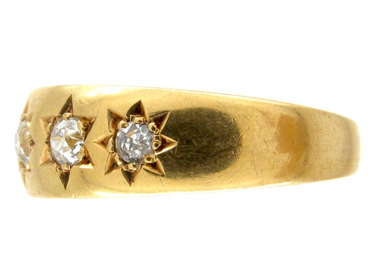 Victorian 18ct Gold Five Stone Diamond Gypsy Ring