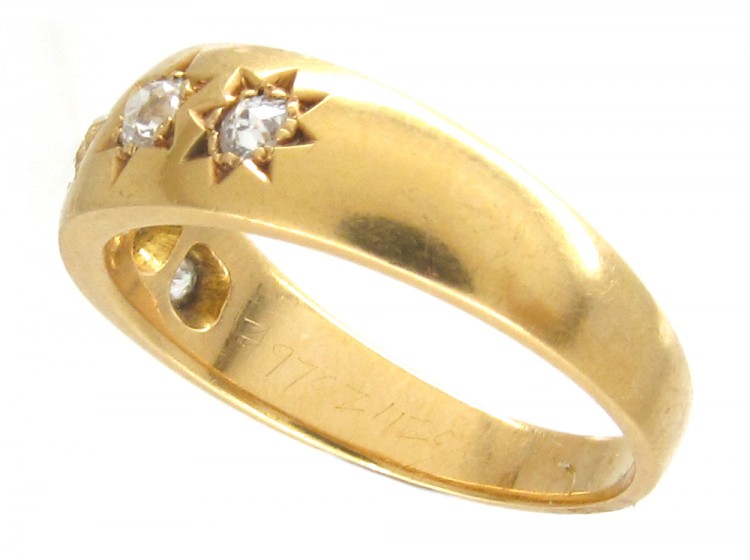 Victorian 18ct Gold Five Stone Diamond Gypsy Ring