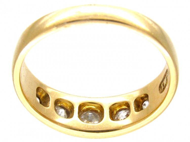 Victorian 18ct Gold Five Stone Diamond Gypsy Ring