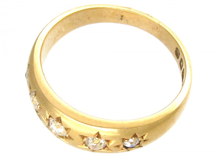 Victorian 18ct Gold Five Stone Diamond Gypsy Ring