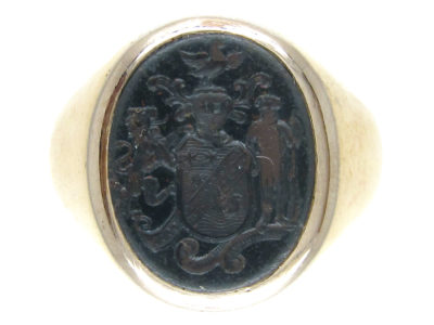 18ct Gold & Bloodstone Intaglio Signet Ring