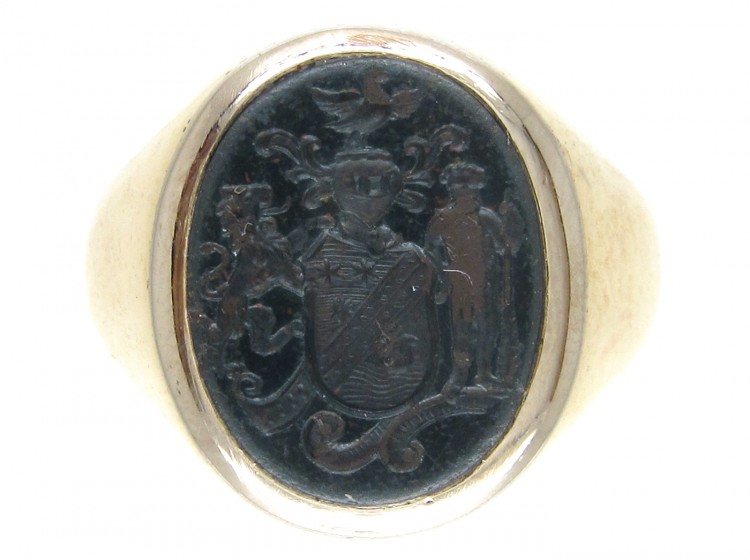 18ct Gold & Bloodstone Intaglio Signet Ring
