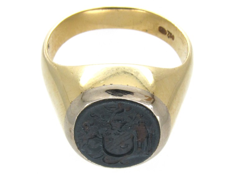 18ct Gold & Bloodstone Intaglio Signet Ring