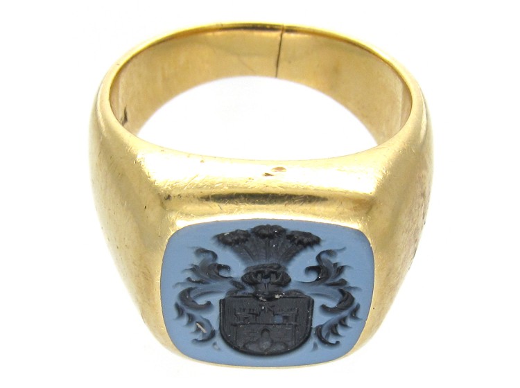 18ct Gold & Sardonyx Intaglio Signet Ring