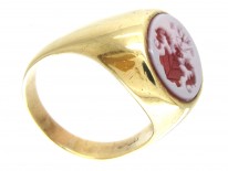 14ct Gold & Carnelian Crested Intaglio Signet Ring