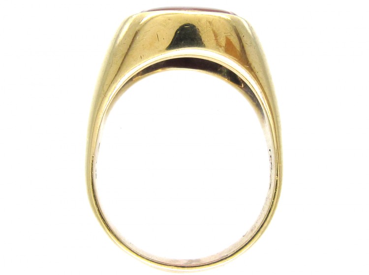14ct Gold & Carnelian Crested Intaglio Signet Ring