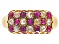 Victorian 18ct Gold Ruby & Diamond Chequerboard Ring