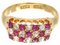 Victorian 18ct Gold Ruby & Diamond Chequerboard Ring