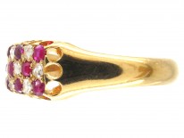Victorian 18ct Gold Ruby & Diamond Chequerboard Ring
