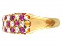 Victorian 18ct Gold Ruby & Diamond Chequerboard Ring