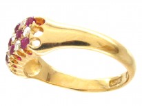 Victorian 18ct Gold Ruby & Diamond Chequerboard Ring