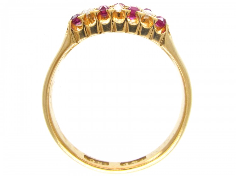 Victorian 18ct Gold Ruby & Diamond Chequerboard Ring