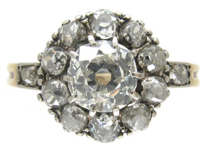 Edwardian Diamond Cluster Ring with Diamond Shoulders