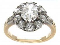 Edwardian Diamond Cluster Ring with Diamond Shoulders