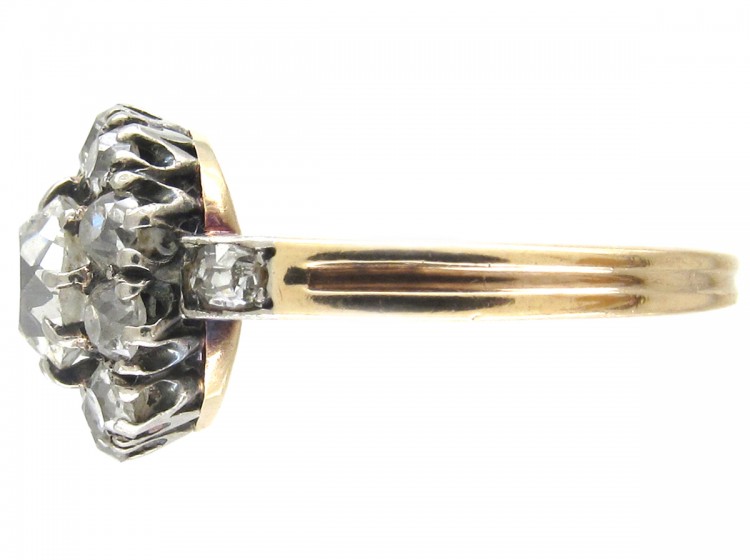 Edwardian Diamond Cluster Ring with Diamond Shoulders