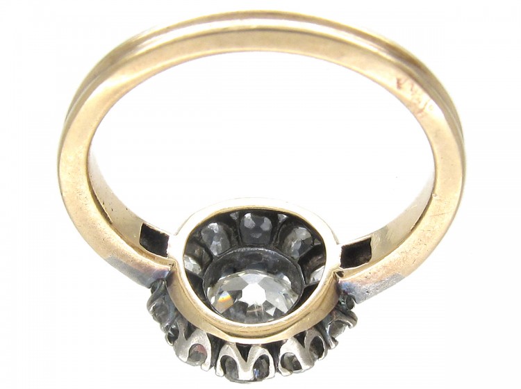 Edwardian Diamond Cluster Ring with Diamond Shoulders