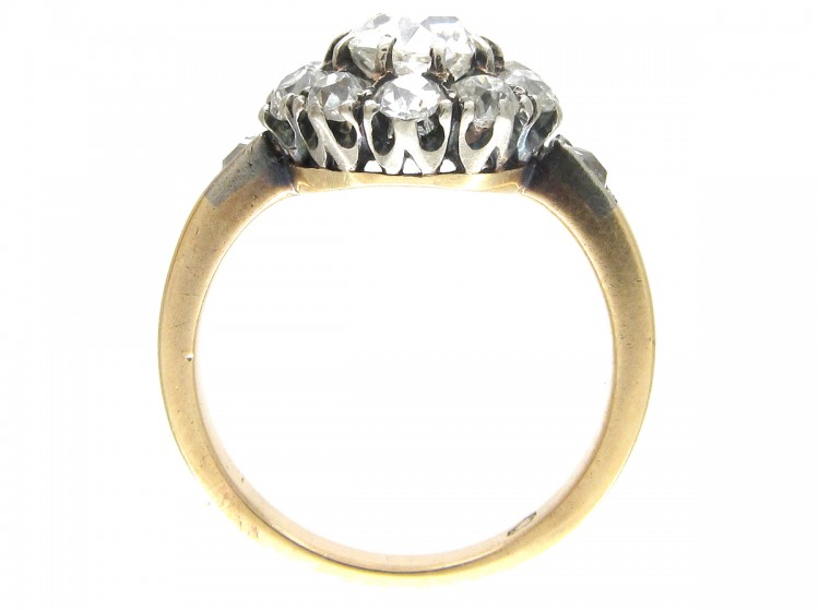 Edwardian Diamond Cluster Ring with Diamond Shoulders