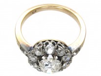 Edwardian Diamond Cluster Ring with Diamond Shoulders