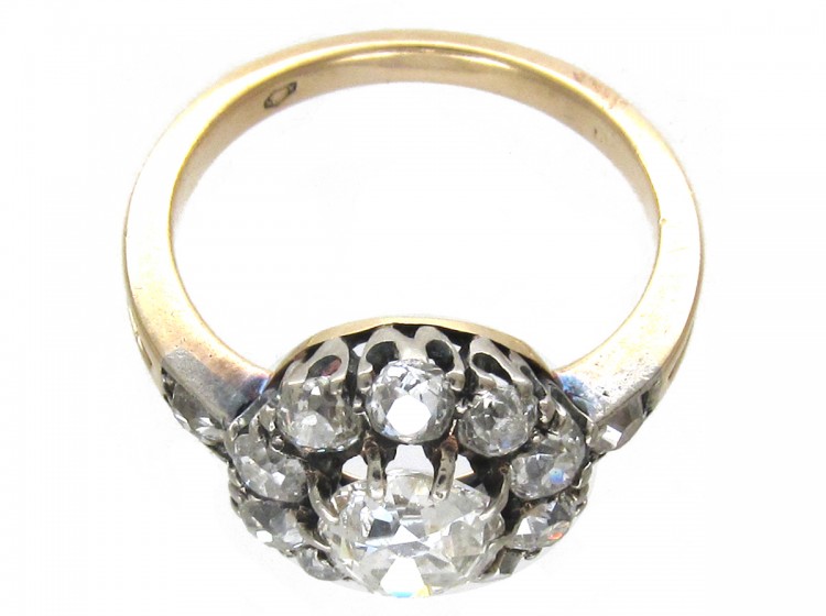Edwardian Diamond Cluster Ring with Diamond Shoulders
