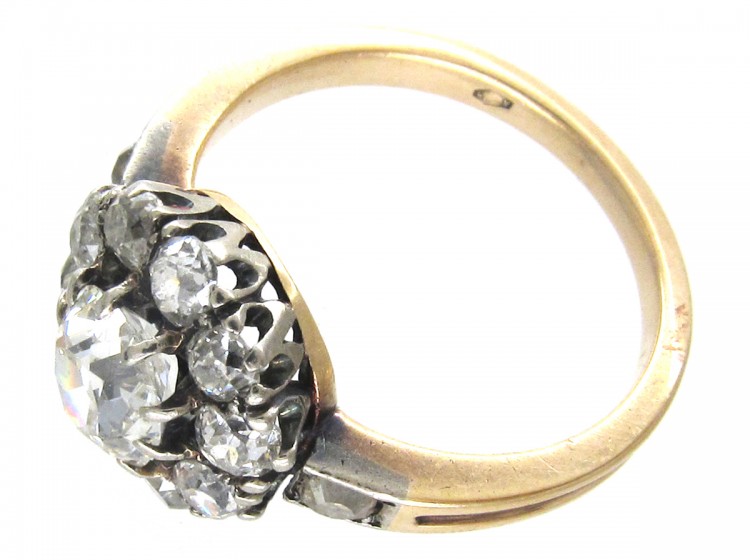 Edwardian Diamond Cluster Ring with Diamond Shoulders
