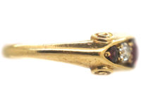 Edwardian 18ct Gold Ruby & Diamond Five Stone Ring