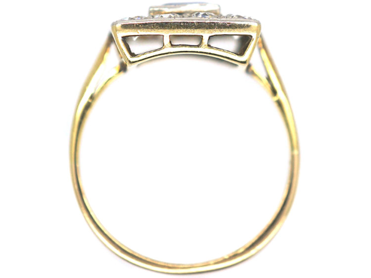 Art Deco 18ct Gold & Platinum Square Sapphire & Diamond Ring