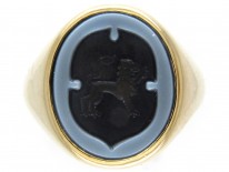 Sardonyx Griffin Intaglio Gold Signet Ring