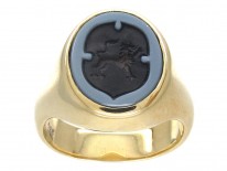 Sardonyx Griffin Intaglio Gold Signet Ring