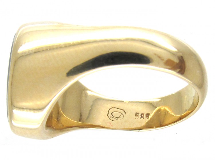 Sardonyx Griffin Intaglio Gold Signet Ring