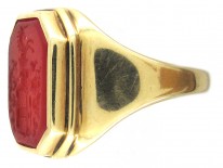 Carved Carnelian Intaglio Crest Signet Ring