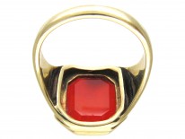 Carved Carnelian Intaglio Crest Signet Ring